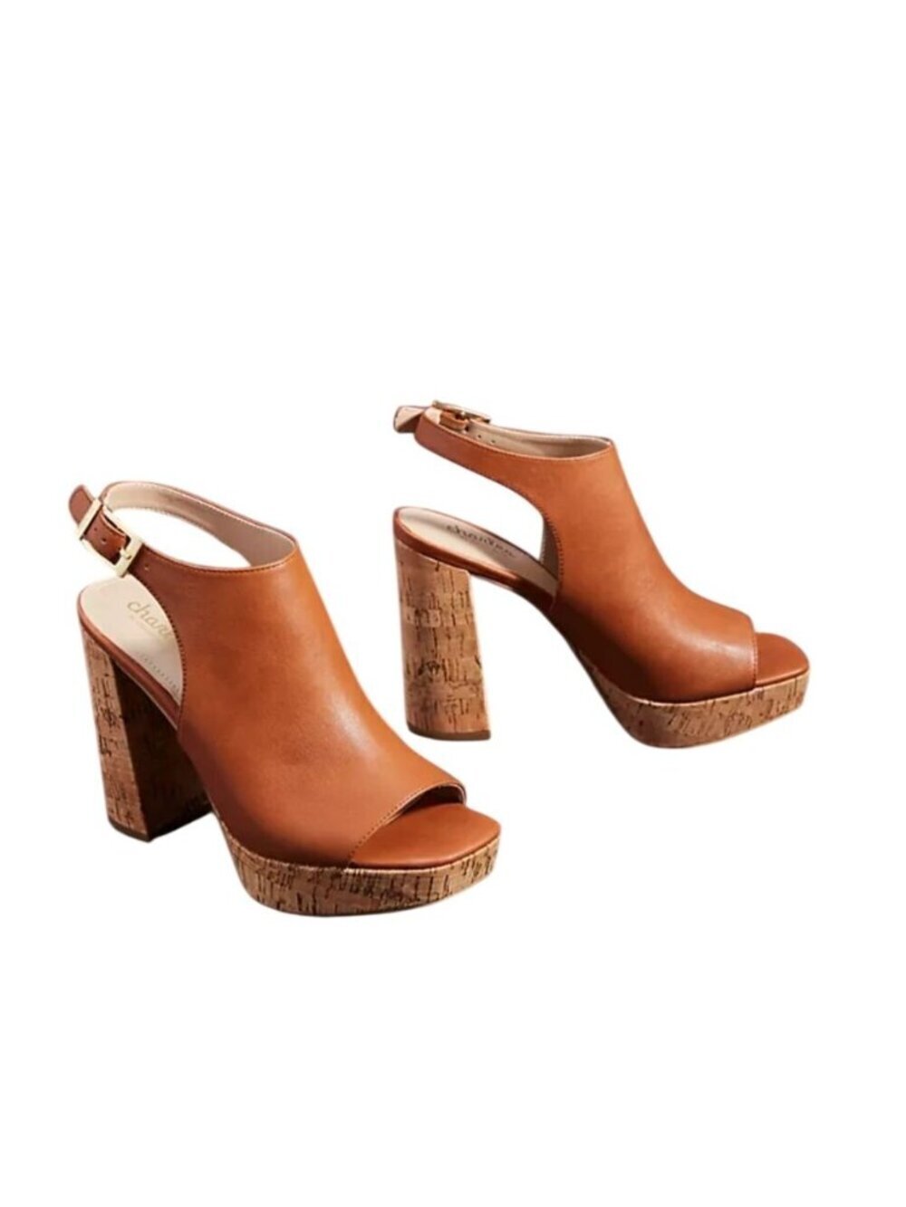 Charles David Imani Anthropologie Cork Block Heels Ankle Strap Women Size 10 Boh